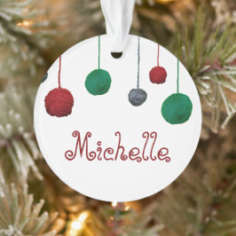 Ornamento Balls of Yarn Crafty Holiday / Seu texto