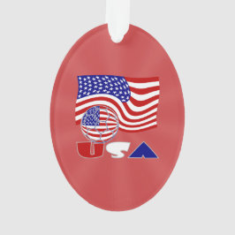 Ornamento Bandeira Americana Bola de Futebol EUA Fundo Verme