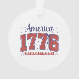 Ornamento Bandeira Americana de 4 de Julho Vintage 250 Anos 