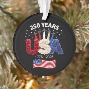 Ornamento Bandeira Americana de Aniversário de 250 anos dos