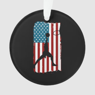 Ornamento Bandeira Americana dos EUA Basquete Atleta Patriót