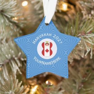 Ornamento Bandeira Canadense do Anjo de Hanukkah Personaliza