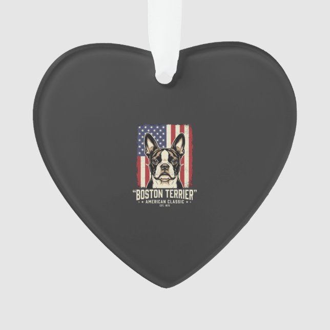 Ornamento Bandeira Clássica Americana Boston Terrier (Frente)