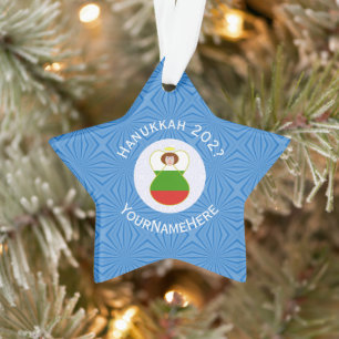 Ornamento Bandeira da Bulgária Anjo Hanukkah Personalizada 