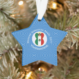 Ornamento Bandeira de Hanukkah do Anjo Mexicano Personalizad