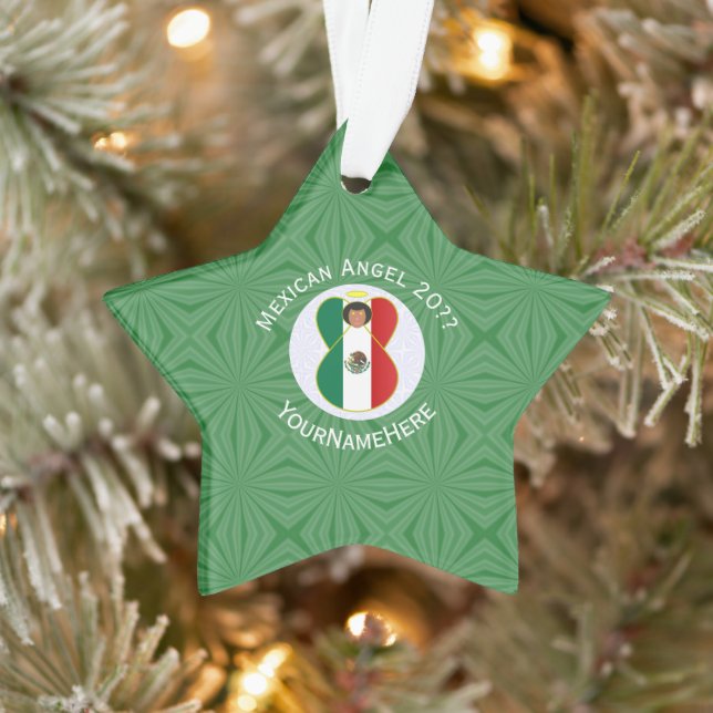 Ornamento Bandeira de Natal Anjo Mexicano Personalizada (Árvore)