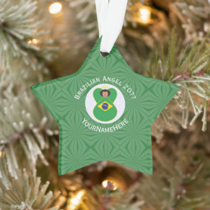 Ornamento Bandeira de Natal do Anjo Brasileiro Personalizada