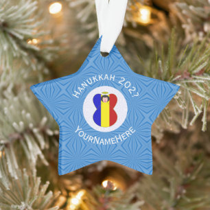 Ornamento Bandeira do Anjo Romeno Hanukkah Personalizada