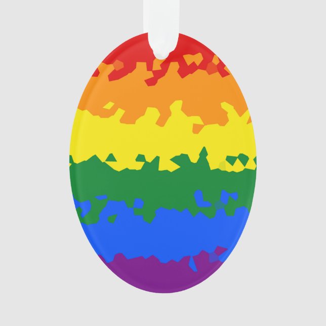 Ornamento Bandeira do Orgulho Gay Arco-Íris Abstrato Boho Fu (Frente)