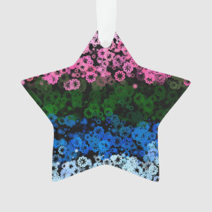 Ornamento Bandeira do Orgulho Omniromântico Floral Fofo e Gr