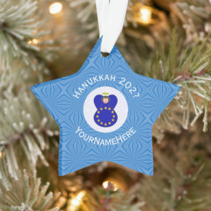 Ornamento Bandeira Personalizada do Anjo do Hanukkah da Uniã
