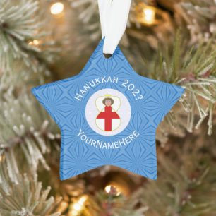 Ornamento Bandeira Personalizada do Anjo Inglês de Hanukkah