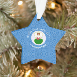 Ornamento Bandeira Personalizada do Hanukkah do Anjo Galês 