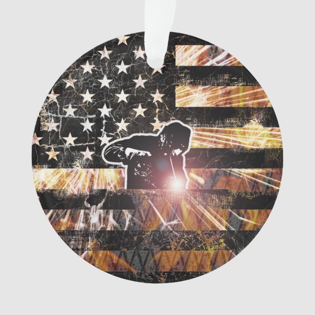 Ornamento Bandeiras e chamas de soldadura (Frente)