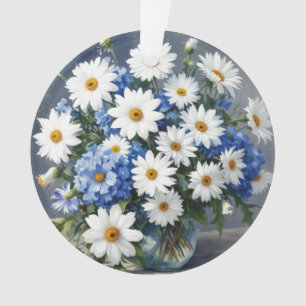 Ornamento Bando de Flores Elegantes Daisies Watercolor