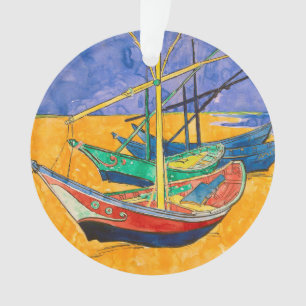 Ornamento Barcos de Van Gogh Impressionismo Praia