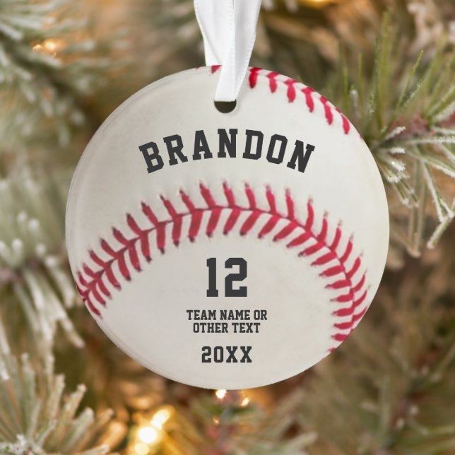 Ornamento Baseball Ball Red Stitting Foto Personalizada Cer (Árvore)
