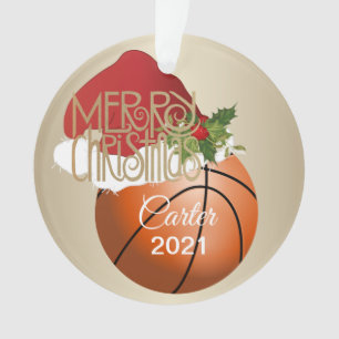 Ornamento Basquete Santa Hat DIY Nome