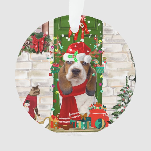 Ornamento Basset Hound Natal (Frente)