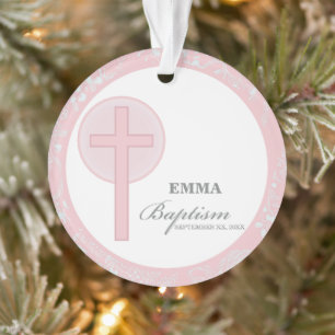 Ornamento Batismo rosa de cadela personalizado