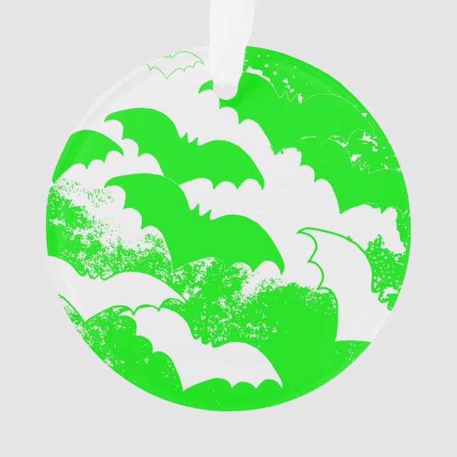 Ornamento Bats Brancos em Voo Verde (Frente)