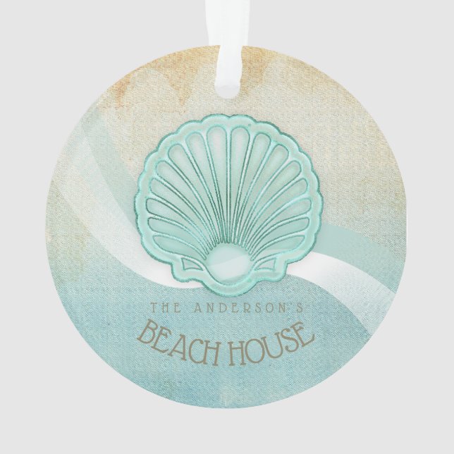 Ornamento Beach House Clam Shell Aqua Blue ID623 (Verso)