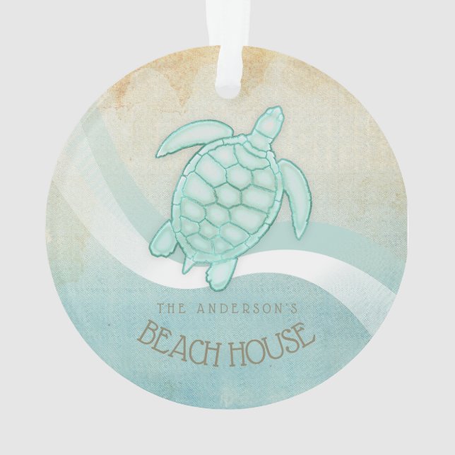 Ornamento Beach House NMaritime Turtle Aqua Blue ID623 (Verso)