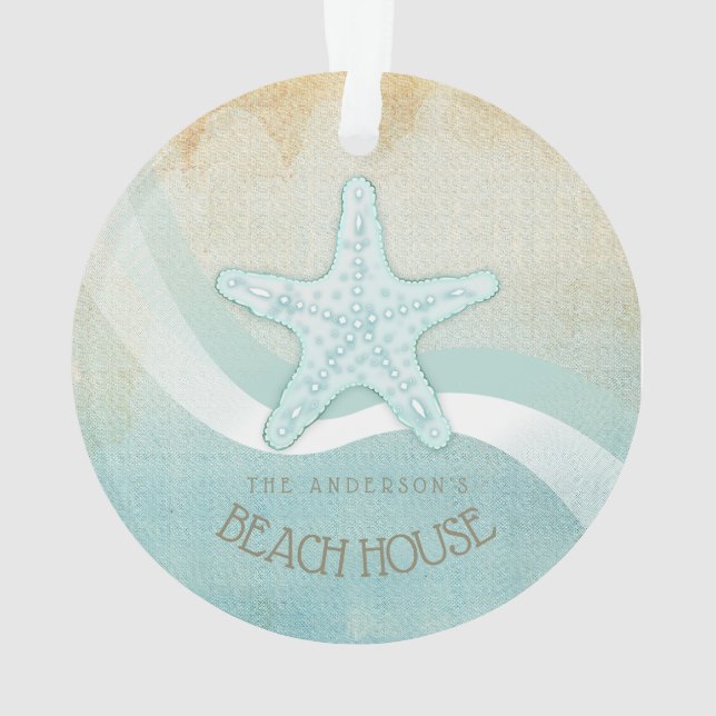 Ornamento Beach House - Starfish Aqua Blue ID623 (Verso)
