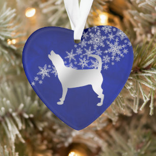 Ornamento Beagle Floco de Neve Azul Silver