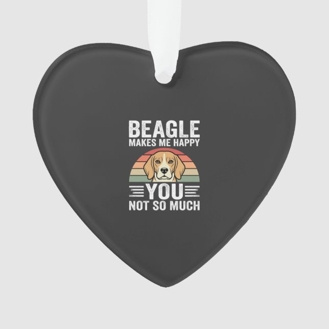 Ornamento Beagle Me Faz Feliz Amante de Cachorro (Frente)