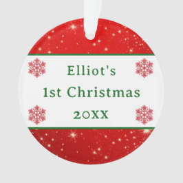 Ornamento Bebê 1rua Primeiro Natal Floco de Neve Vermelho El