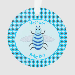 Ornamento Bebê Azul Bonito Costura Primeiro Natal