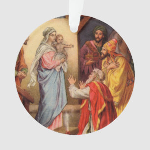 Ornamento Bebê Jesus e 3 reis do vintage