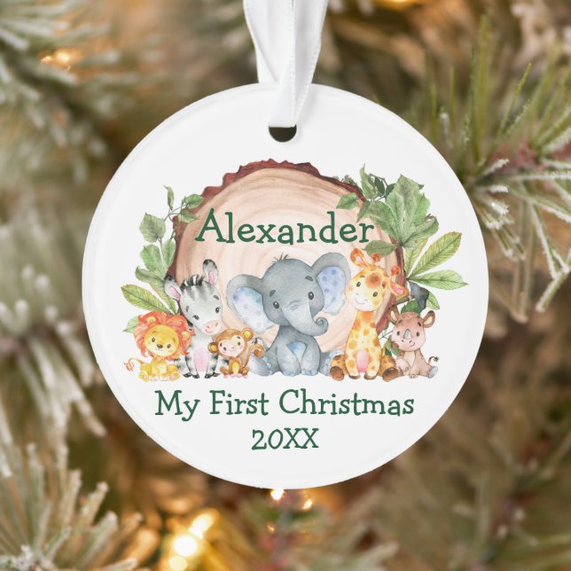 Ornamento Bebê Meu Primeiro Natal Safari Animais Greenerados (Árvore)