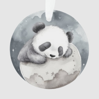 Ornamento Bebê Panda Adormecido em Aquarela Fofa