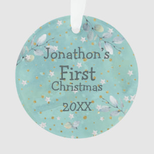 Ornamento Bebê Primeiro Natal Deixa Nome Ano Fotográfico Tea