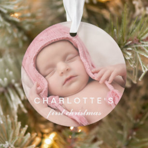 Ornamento Bebê Primeiro Natal Flocos de Neve Na moda Foto C