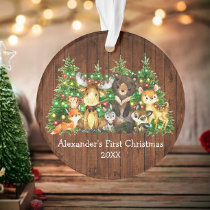 Ornamento Bebê Primeiro Natal Floresta Animais Luzes De Ár