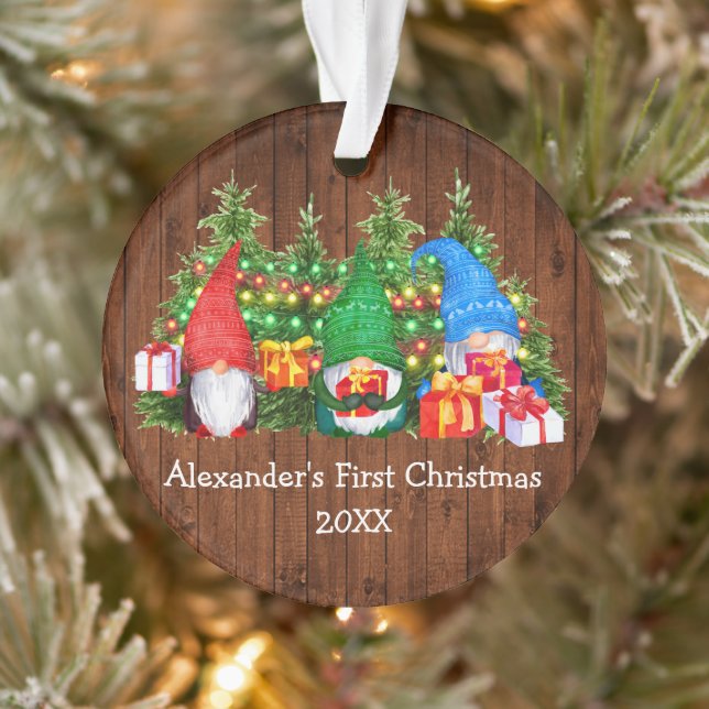 Ornamento Bebê Primeiro Natal Luzes Gnomos Russos (Árvore)