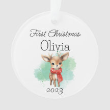 Bebê Reindeer Primeiro Acrilato De Natal