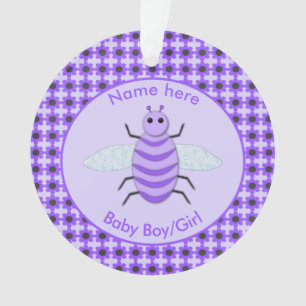 Ornamento Bebê Roxo Cugado Personalizado Primeiro Natal