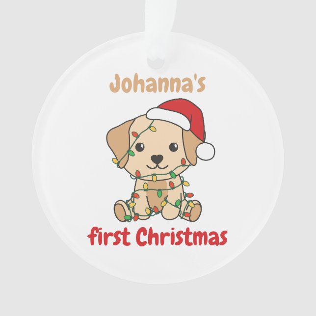 Ornamento Bebês de inverno do Natal Labrador no primeiro Nat (Frente)