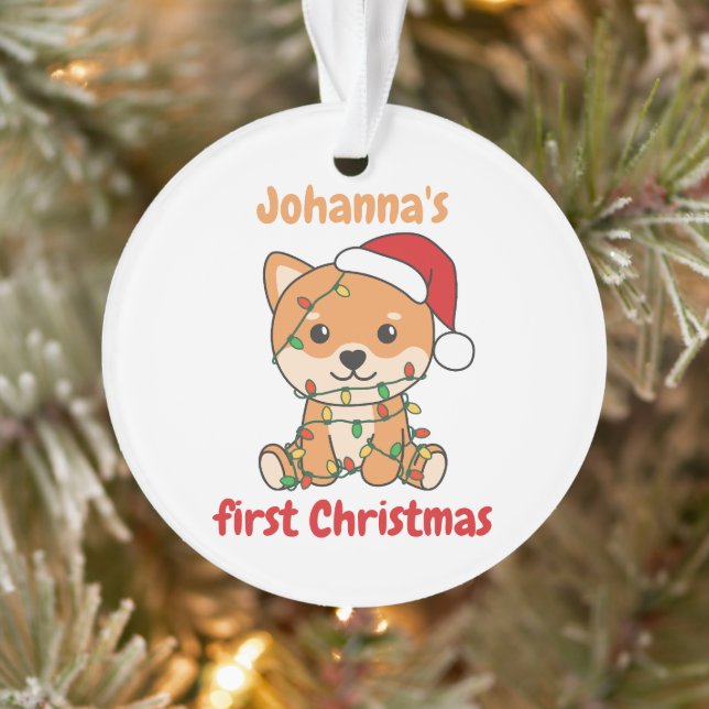 Ornamento Bebês de Natal Shiba Inu primeiro Natal (Árvore)