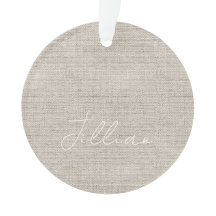 Beige Linen Tecido White NAME Eterno Keepsaket