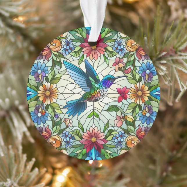 Ornamento Beija-flor Gracioso com Efeito de Vitral (Árvore)