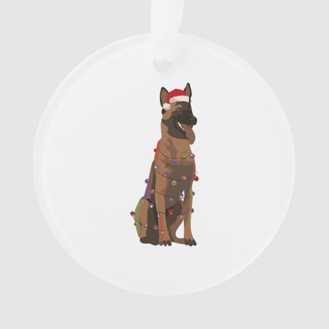 Ornamento Belga Malinois Natal Luz Xmas Dog Lover (Frente)