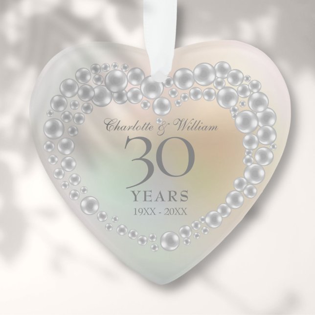 Ornamento Belo Aniversário de 30 de Pérola (Beautiful Pearl 30th Anniversary Ornament)