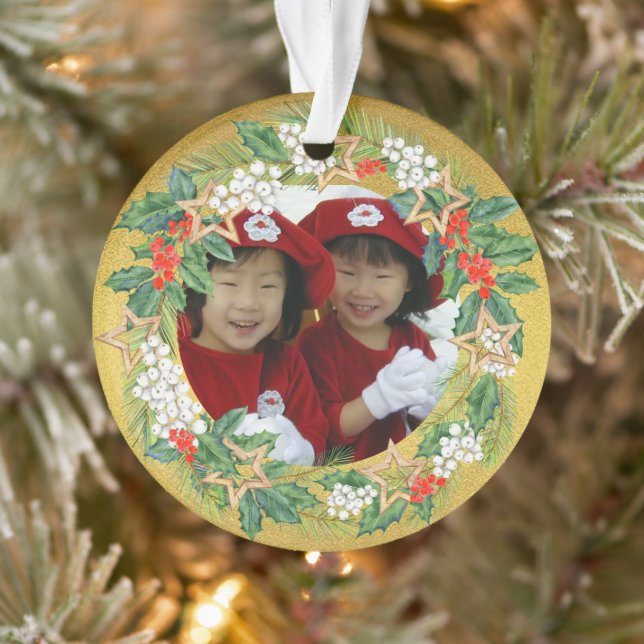 Ornamento Belo Feriado em Foto Gold Foil (Árvore)