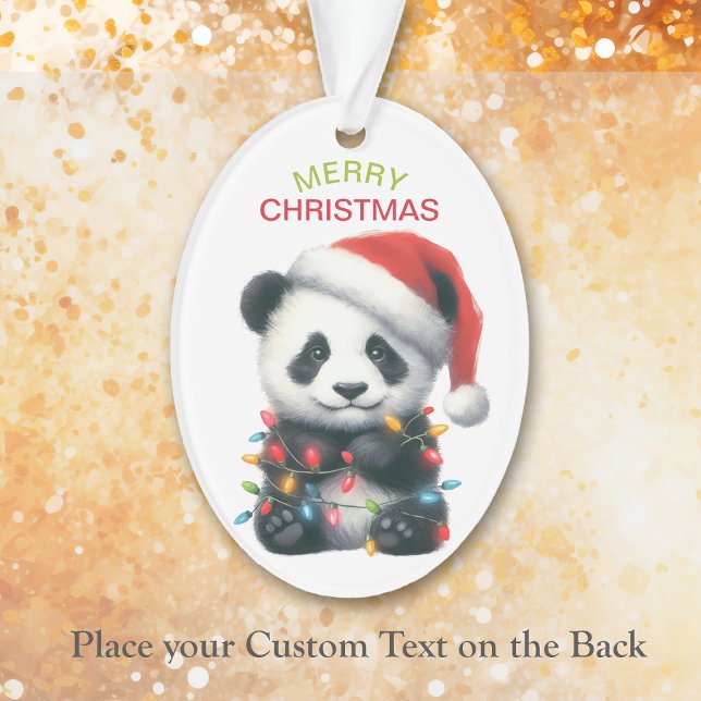 Ornamento Belo Urso de Panda Luz Criança Natal (Criador carregado)