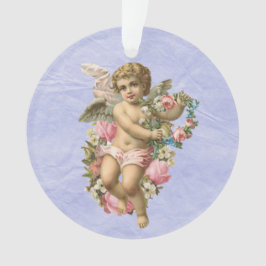Ornamento Belo Vintage Cherub / Angel com flores